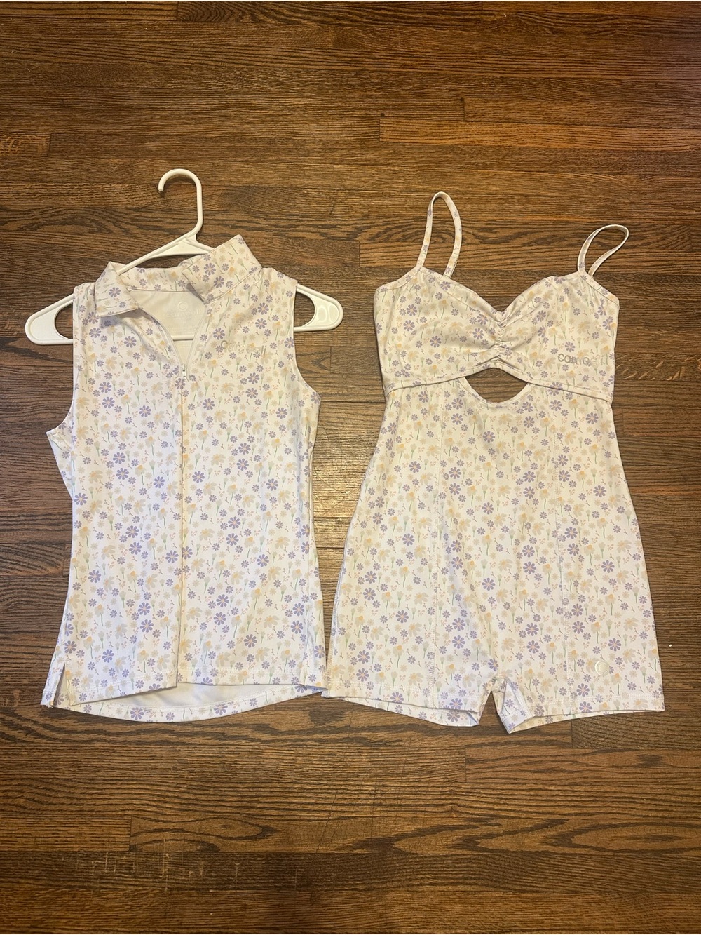 Cameeli Floral White lavender Print Romper NWOT